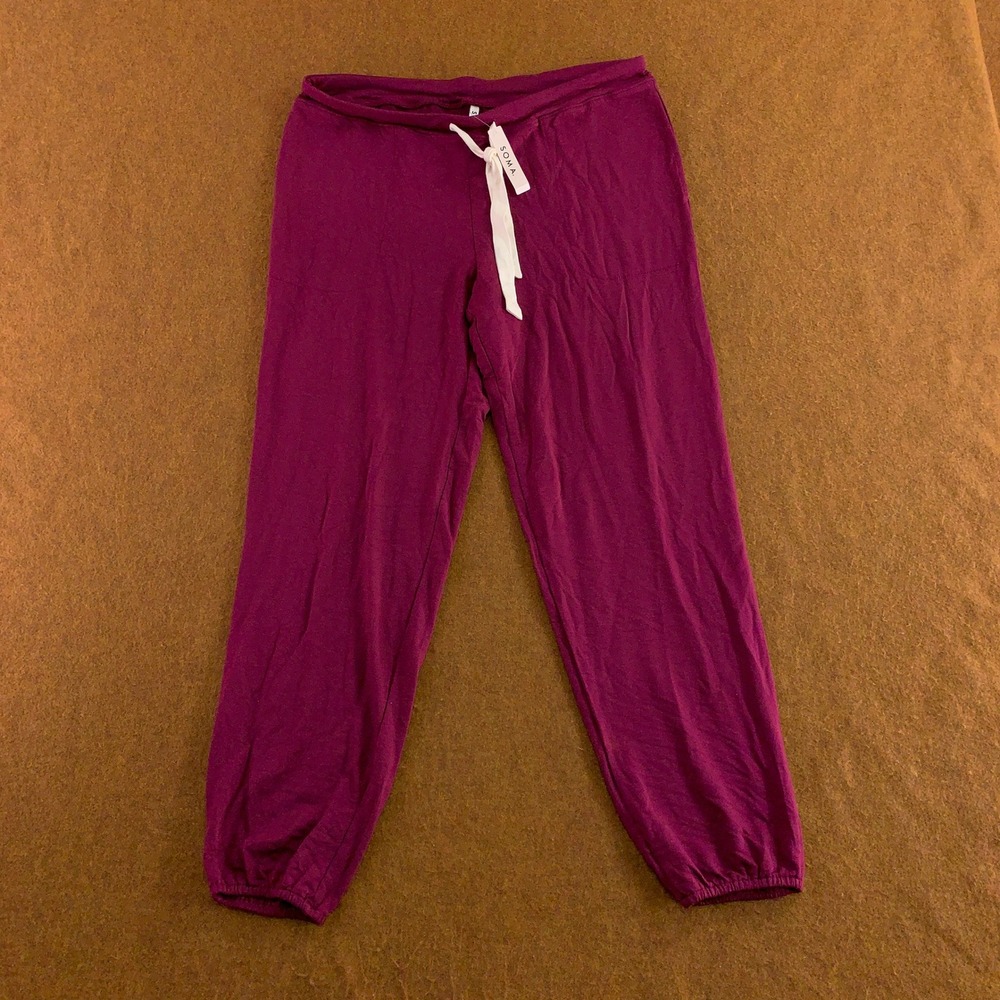 Soma Womens Medium Pomegranate Wine Sunday Banded Ankle Jogger Pant NWT